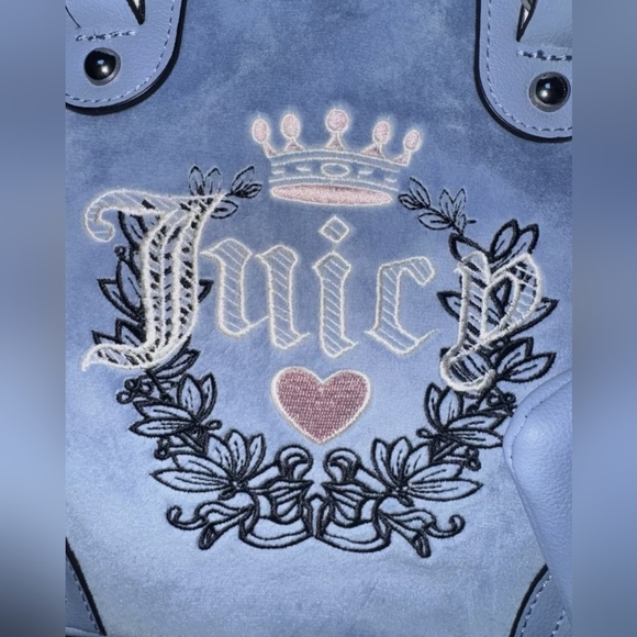 Juicy Couture Heritage Blue Satchel Crossbody Handbag Bag Purse 2 Charms - Picture 3 of 6